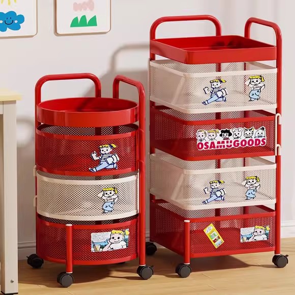 可旋转卧室置物架移动落地多层收纳架多功能家用零食玩具储物架